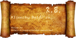 Klinszky Balázs névjegykártya